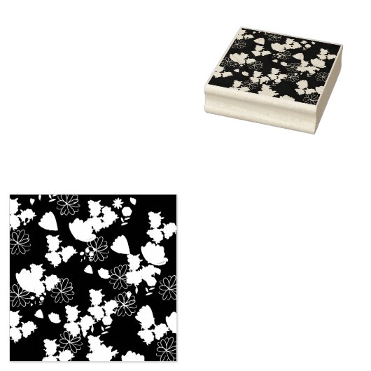 pink flowers rubberstempel (Gestempeld)