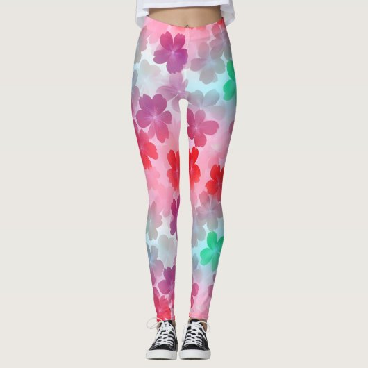 Pink Flowers Sakura Abstract Leggings (Voorkant)