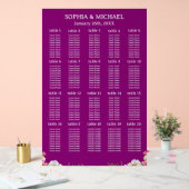 Pink Flowers Simple Wedding Seating Charts Acryl Bord (Huwelijk)