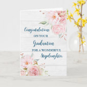 Pink Flowers stiefdochter Afstuderen Kaart (Gele Bloem)