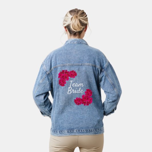 Pink Flowers Team Bride Denim Jacket (Model)