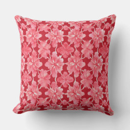 Pink Flowers Throw Pillow Kussen
