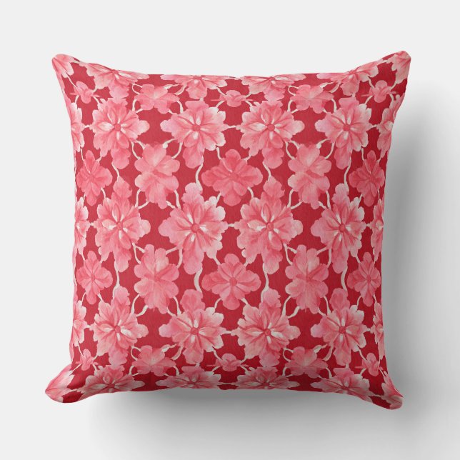 Pink Flowers Throw Pillow Kussen (Voorkant)