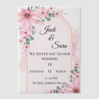 Pink flowers Vellum Overlay Uitnodigingen