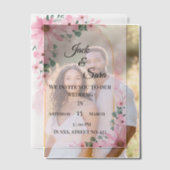 Pink flowers Vellum Overlay Uitnodigingen (Offset (Koppel))