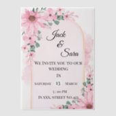 Pink flowers Vellum Overlay Vellum Uitnodigingen (Voorkant)