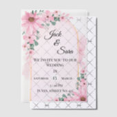 Pink flowers Vellum Overlay Vellum Uitnodigingen (Offset (Uitnodiging))
