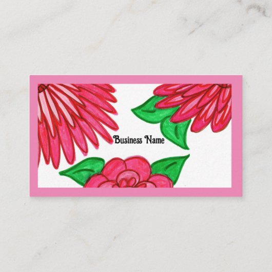 Pink Flowers Visitekaartjes (Achterkant)