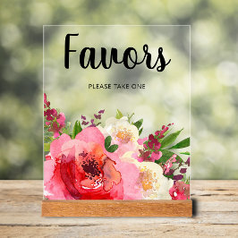 Pink Flowers Vrijgezellenfeest Favors Acryl Bord