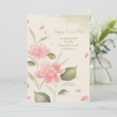 Pink Flowers Waterverf Kaart (Staand voorkant)