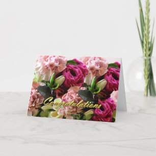 Pink Flowers Wedding Gefeliciteerd Kaart