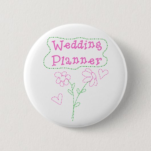 Pink Flowers Wedding Planner Ronde Button 5,7 Cm (Voorkant)