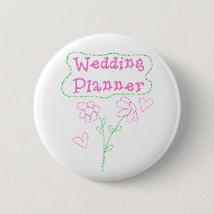 Pink Flowers Wedding Planner Ronde Button 5,7 Cm