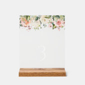 Pink Flowers, White Flowers, Baptism Table Numbers Acryl Bord (Voorkant)