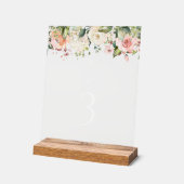 Pink Flowers, White Flowers, Baptism Table Numbers Acryl Bord (Hoek)