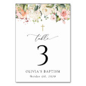 Pink Flowers, White Flowers, Baptism Table Numbers Kaart (Voorkant)