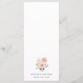 Pink Flowers, White Flowers, Boho, Baptism Menu (Achterkant)