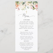 Pink Flowers, White Flowers, Boho, Baptism Menu (Voorkant)