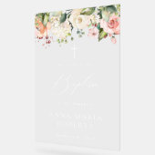 Pink Flowers, White Flowers, Boho, Baptism Welcome Acryl Bord (Hoek)