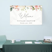 Pink Flowers, White Flowers, Boho, Baptism Welcome Spandoek (Beurs)