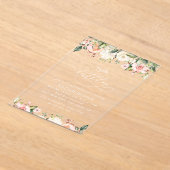 Pink Flowers, White Flowers, Boho, Birthday Acryl Uitnodigingen (Laagn)