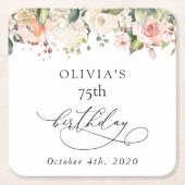 Pink Flowers, White Flowers, Boho, Birthday Kartonnen Onderzetters (Voorkant)