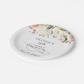 Pink Flowers, White Flowers, Boho, Birthday Papieren Bordje (Gekanteld)