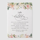 Pink Flowers, White Flowers, Boho, Birthday Vellum Uitnodigingen (Voorkant)