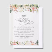 Pink Flowers, White Flowers, Boho, Birthday Vellum Uitnodigingen (Offset)