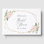 Pink Flowers, White Flowers, Boho, Bridal Shower Gastenboek (Voorkant)