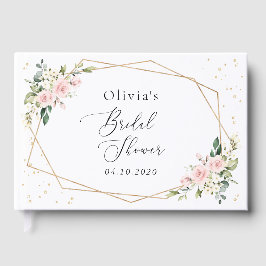 Pink Flowers, White Flowers, Boho, Bridal Shower Gastenboek