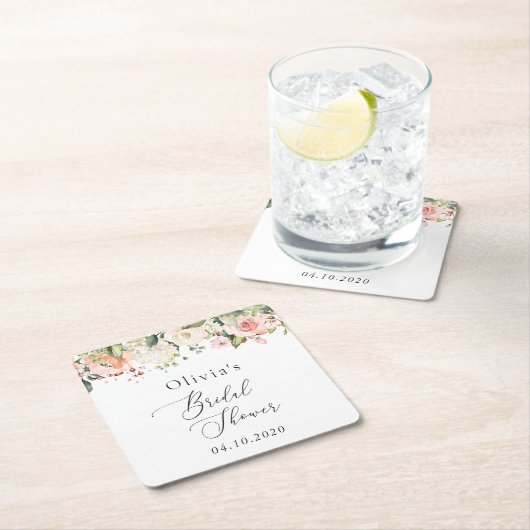 Pink Flowers, White Flowers, Boho, Bridal Shower Kartonnen Onderzetters (Insitu)