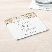 Pink Flowers, White Flowers, Boho, Bridal Shower Kartonnen Onderzetters (Schuin)