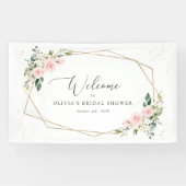 Pink Flowers, White Flowers, Boho, Bridal Welcome Spandoek (Horizontaal)