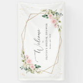 Pink Flowers, White Flowers, Boho, Bridal Welcome Spandoek (Verticaal)