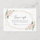 Pink Flowers, White Flowers, Boho, Diaper Raffle Informatiekaartje (Voorkant)