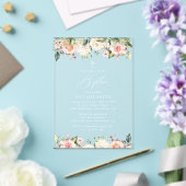 Pink Flowers, White Flowers, Boho, Floral Baptism Acryl Uitnodigingen (Insitu (Huwelijk))