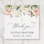 Pink Flowers, White Flowers, Boho, Floral Baptism Bedankjes Labels (Voorkant)