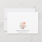 Pink Flowers, White Flowers, Boho, Floral Baptism Bedankkaart (Achterkant)