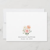 Pink Flowers, White Flowers, Boho, Floral Baptism Kaart (Achterkant)