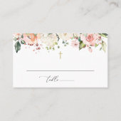 Pink Flowers, White Flowers, Boho, Floral Baptism Plaatskaartje (Voorkant)