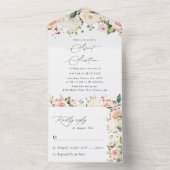 Pink Flowers, White Flowers, Boho, Sweet 16 All In One Uitnodiging (Binnen)