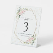 Pink Flowers, White Flowers, Boho, Table Numbers Reclamebord Met Voetstuk (Voorkant)