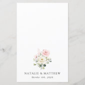 Pink Flowers, White Flowers, Boho, Wedding Menu (Achterkant)