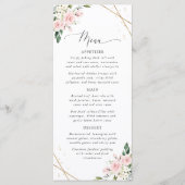 Pink Flowers, White Flowers, Boho, Wedding Menu (Voorkant)