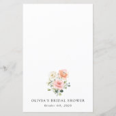 Pink Flowers, White Flowers, Bridal Shower Menu (Achterkant)