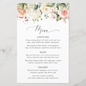 Pink Flowers, White Flowers, Bridal Shower Menu (Voorkant)