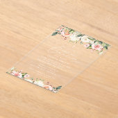 Pink Flowers, White Flowers, First Holy Communion Acryl Uitnodigingen (Laagn)