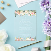 Pink Flowers, White Flowers, First Holy Communion Acryl Uitnodigingen (Insitu (Huwelijk))