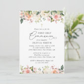 Pink Flowers, White Flowers, First Holy Communion Kaart (Staand voorkant)